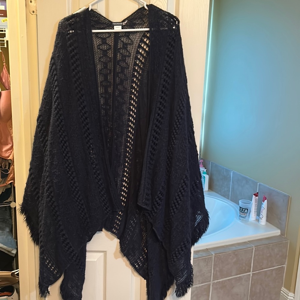 Navy knitted shawl